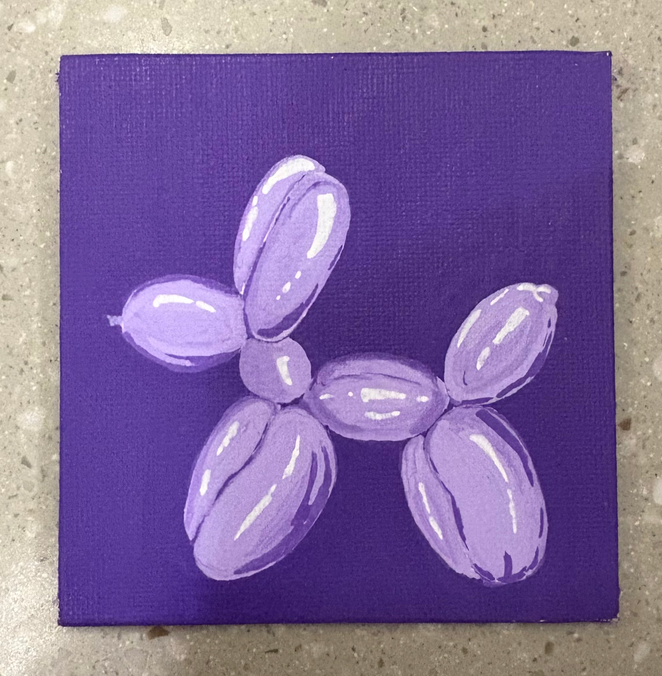 Purple balloon dog 4"x4"